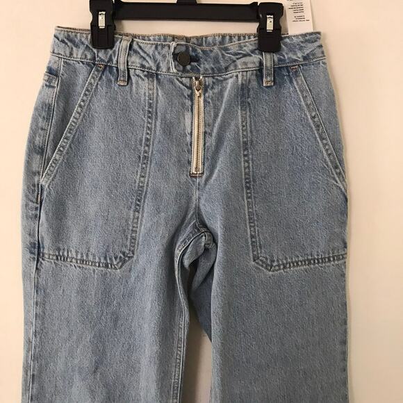 New! ei8ht Dreams Blue Women's High-waisted  Wide-leg Crop Jeans Size26 - Picture 3 of 6